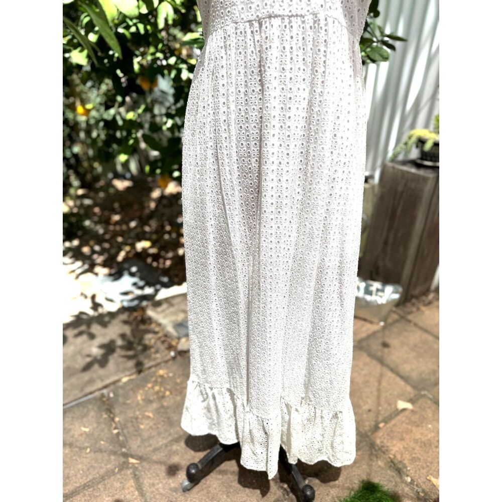 RARE Alexa Chung White Cotton Eyelt Fluttr Cape Midi Dress SZ EU 14 = US 10 2017 - Picture 8 of 16